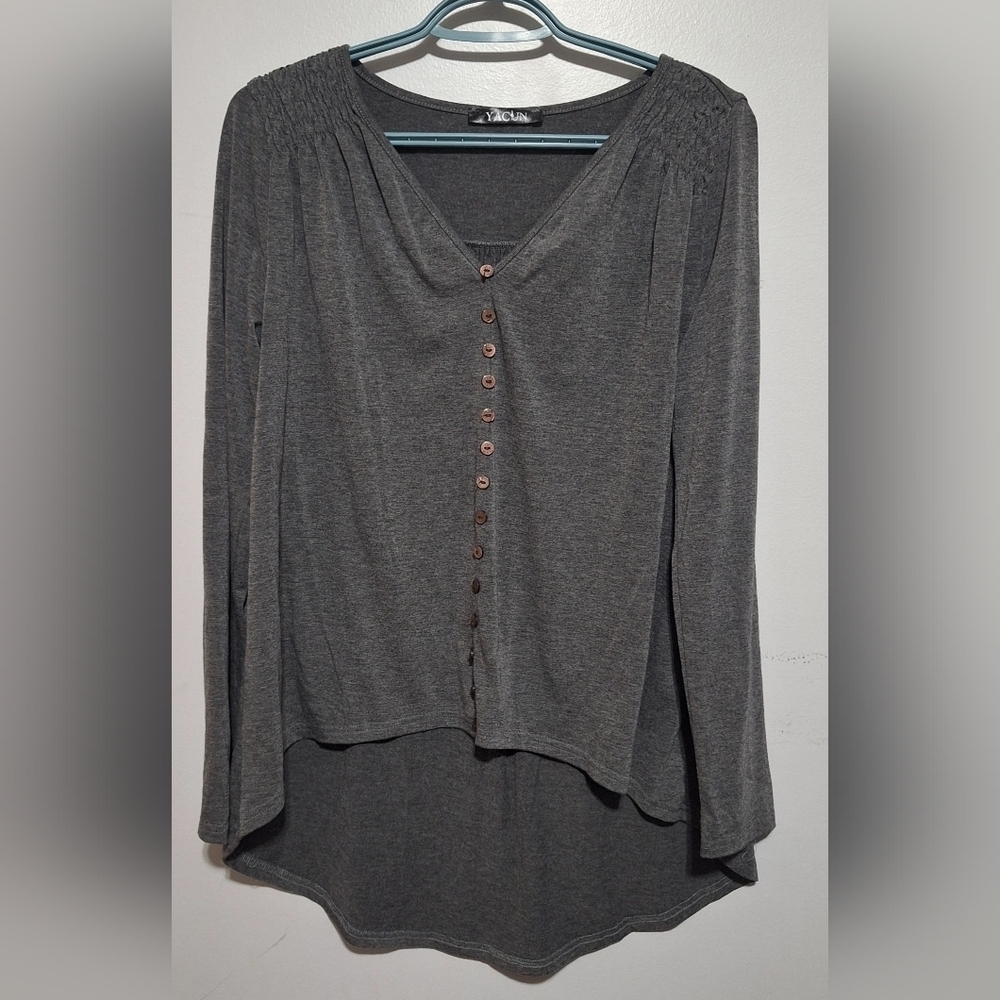 Lrg Stylish Gray Button-Down Women's Shirt